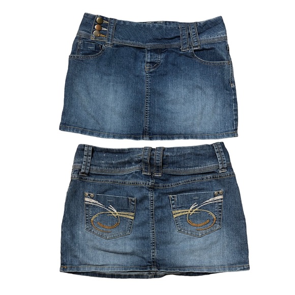 Y2K Wide Belt Button Mini Denim Skirt! - Picture 5 of 6